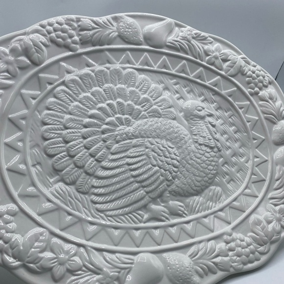 Turkey Platter LARGE Oval 15 Inches, Holiday Platter, Serving Platter Emerald - Picture 5 of 5